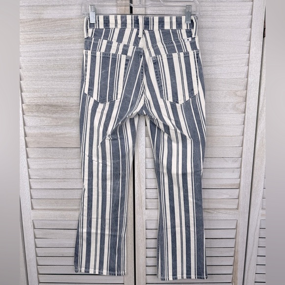 LUCKY BRAND "Bridgette" High Rise Cropped Mini Boot Jeans Blu/Wh Stripes-00/24 - Picture 3 of 4